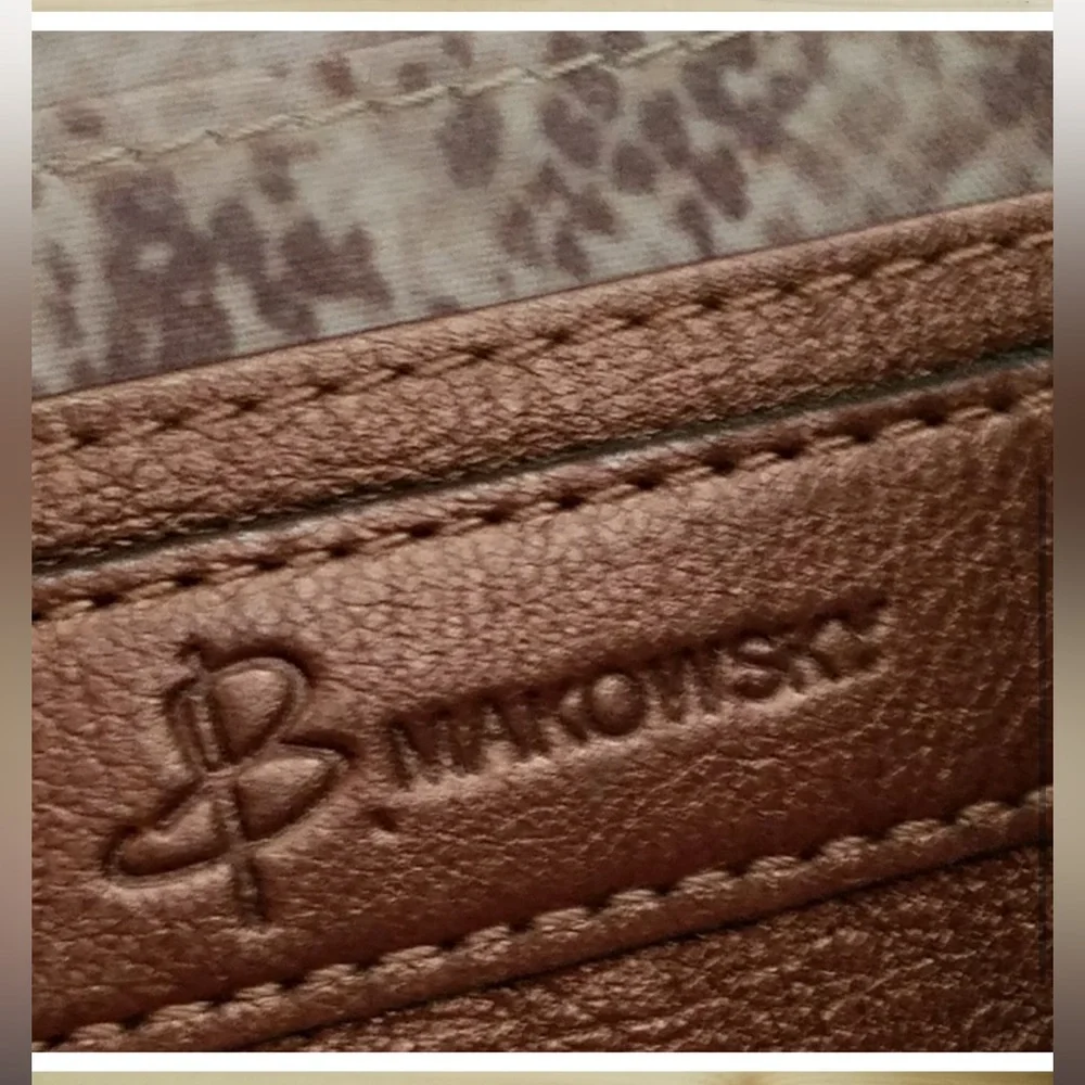 B. Makowsky Metallic Bronze Leather Wallet - Picture 3 of 7